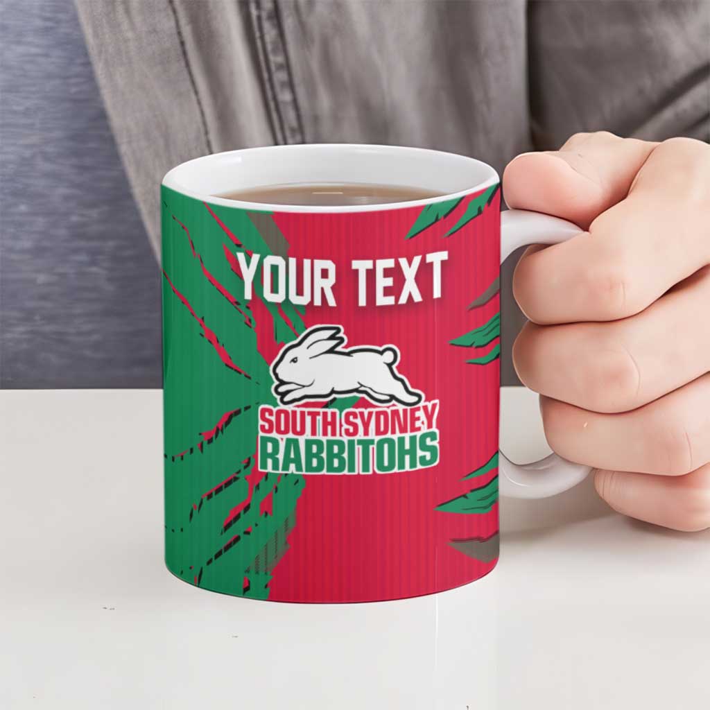 Personalized South Sydney Rabbitohs Ceramic Mug Dynamic Lightning Mascot Rugby Australia