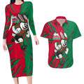 Personalized South Sydney Rabbitohs Couples Matching Long Sleeve Bodycon Dress and Hawaiian Shirt Dynamic Lightning Mascot Rugby Australia