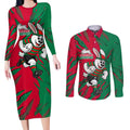 Personalized South Sydney Rabbitohs Couples Matching Long Sleeve Bodycon Dress and Long Sleeve Button Shirt Dynamic Lightning Mascot Rugby Australia