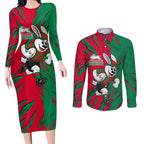 Personalized South Sydney Rabbitohs Couples Matching Long Sleeve Bodycon Dress and Long Sleeve Button Shirt Dynamic Lightning Mascot Rugby Australia