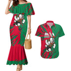 Personalized South Sydney Rabbitohs Couples Matching Mermaid Dress and Hawaiian Shirt Dynamic Lightning Mascot Rugby Australia