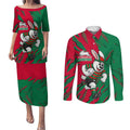 Personalized South Sydney Rabbitohs Couples Matching Puletasi and Long Sleeve Button Shirt Dynamic Lightning Mascot Rugby Australia