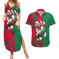 Personalized South Sydney Rabbitohs Couples Matching Summer Maxi Dress and Hawaiian Shirt Dynamic Lightning Mascot Rugby Australia