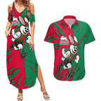 Personalized South Sydney Rabbitohs Couples Matching Summer Maxi Dress and Hawaiian Shirt Dynamic Lightning Mascot Rugby Australia