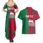 Personalized South Sydney Rabbitohs Couples Matching Summer Maxi Dress and Hawaiian Shirt Dynamic Lightning Mascot Rugby Australia