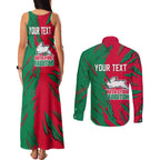 Personalized South Sydney Rabbitohs Couples Matching Tank Maxi Dress and Long Sleeve Button Shirt Dynamic Lightning Mascot Rugby Australia