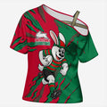 Personalized South Sydney Rabbitohs Cross Shoulder Shirt Dynamic Lightning Mascot Rugby Australia