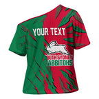 Personalized South Sydney Rabbitohs Cross Shoulder Shirt Dynamic Lightning Mascot Rugby Australia