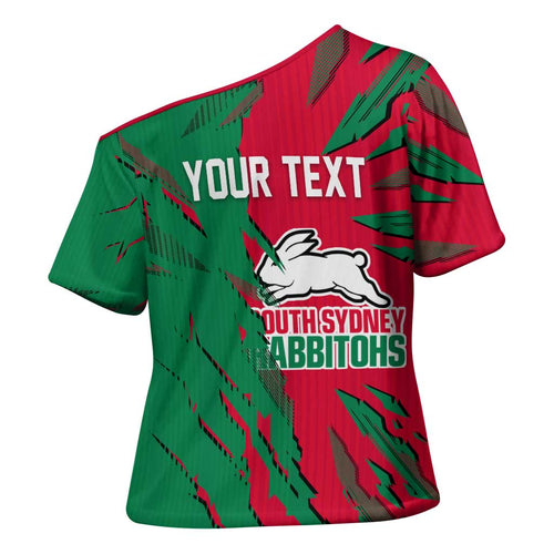 Personalized South Sydney Rabbitohs Cross Shoulder Shirt Dynamic Lightning Mascot Rugby Australia