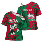 Personalized South Sydney Rabbitohs Cross Shoulder Shirt Dynamic Lightning Mascot Rugby Australia