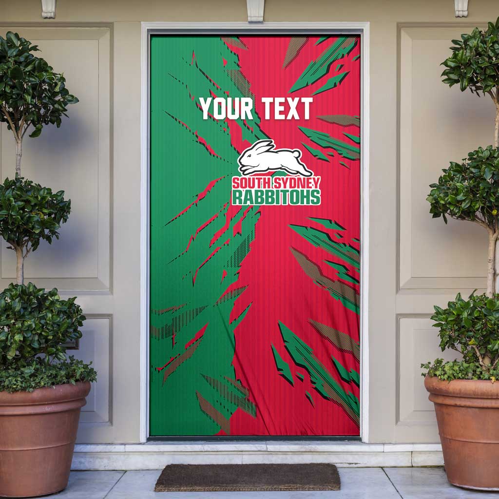 Personalized South Sydney Rabbitohs Door Cover Dynamic Lightning Mascot Rugby Australia