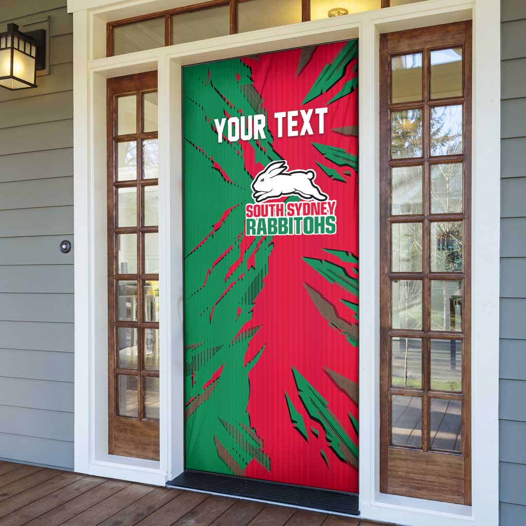 Personalized South Sydney Rabbitohs Door Cover Dynamic Lightning Mascot Rugby Australia