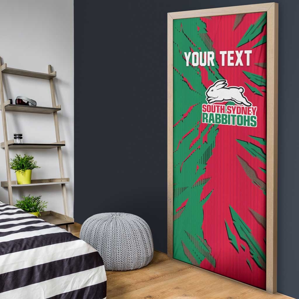 Personalized South Sydney Rabbitohs Door Cover Dynamic Lightning Mascot Rugby Australia