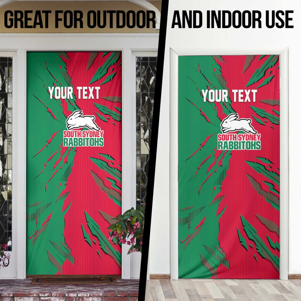 Personalized South Sydney Rabbitohs Door Cover Dynamic Lightning Mascot Rugby Australia