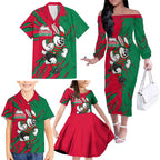 Personalized South Sydney Rabbitohs Family Matching Off The Shoulder Long Sleeve Dress and Hawaiian Shirt Dynamic Lightning Mascot Rugby Australia
