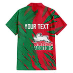 Personalized South Sydney Rabbitohs Family Matching Off The Shoulder Long Sleeve Dress and Hawaiian Shirt Dynamic Lightning Mascot Rugby Australia