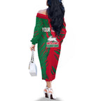 Personalized South Sydney Rabbitohs Family Matching Off The Shoulder Long Sleeve Dress and Hawaiian Shirt Dynamic Lightning Mascot Rugby Australia