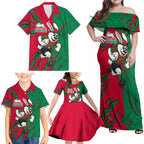 Personalized South Sydney Rabbitohs Family Matching Off Shoulder Maxi Dress and Hawaiian Shirt Dynamic Lightning Mascot Rugby Australia