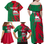 Personalized South Sydney Rabbitohs Family Matching Off Shoulder Maxi Dress and Hawaiian Shirt Dynamic Lightning Mascot Rugby Australia