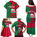 Personalized South Sydney Rabbitohs Family Matching Puletasi and Hawaiian Shirt Dynamic Lightning Mascot Rugby Australia