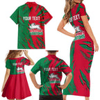 Personalized South Sydney Rabbitohs Family Matching Short Sleeve Bodycon Dress and Hawaiian Shirt Dynamic Lightning Mascot Rugby Australia
