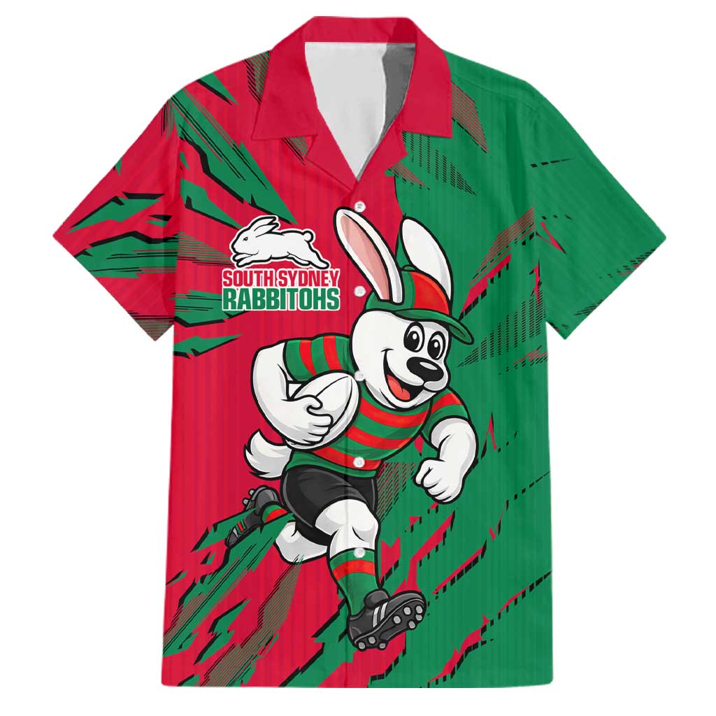 Personalized South Sydney Rabbitohs Family Matching Tank Maxi Dress and Hawaiian Shirt Dynamic Lightning Mascot Rugby Australia