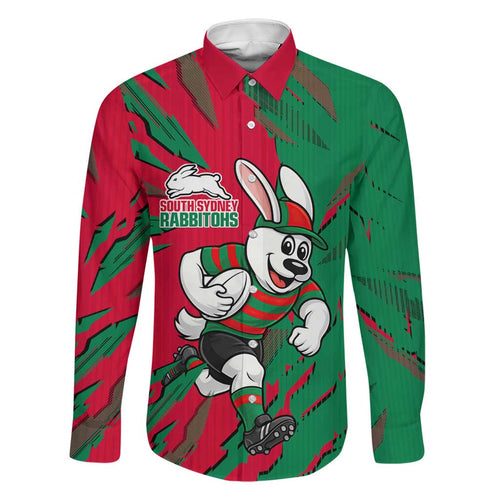 Personalized South Sydney Rabbitohs Family Matching Tank Maxi Dress and Hawaiian Shirt Dynamic Lightning Mascot Rugby Australia