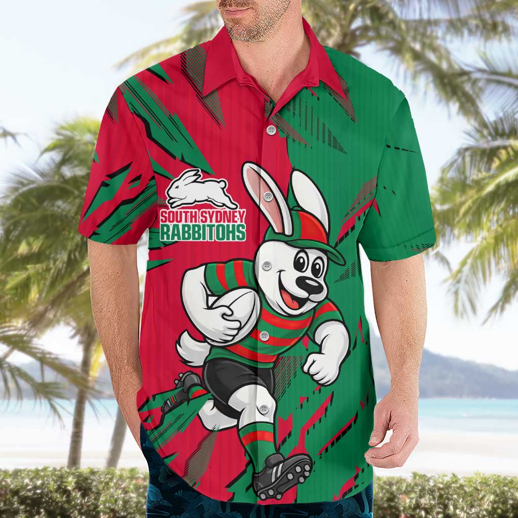 Personalized South Sydney Rabbitohs Hawaiian Shirt Dynamic Lightning Mascot Rugby Australia