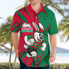 Personalized South Sydney Rabbitohs Hawaiian Shirt Dynamic Lightning Mascot Rugby Australia