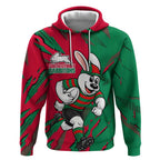 Personalized South Sydney Rabbitohs Hoodie Dynamic Lightning Mascot Rugby Australia