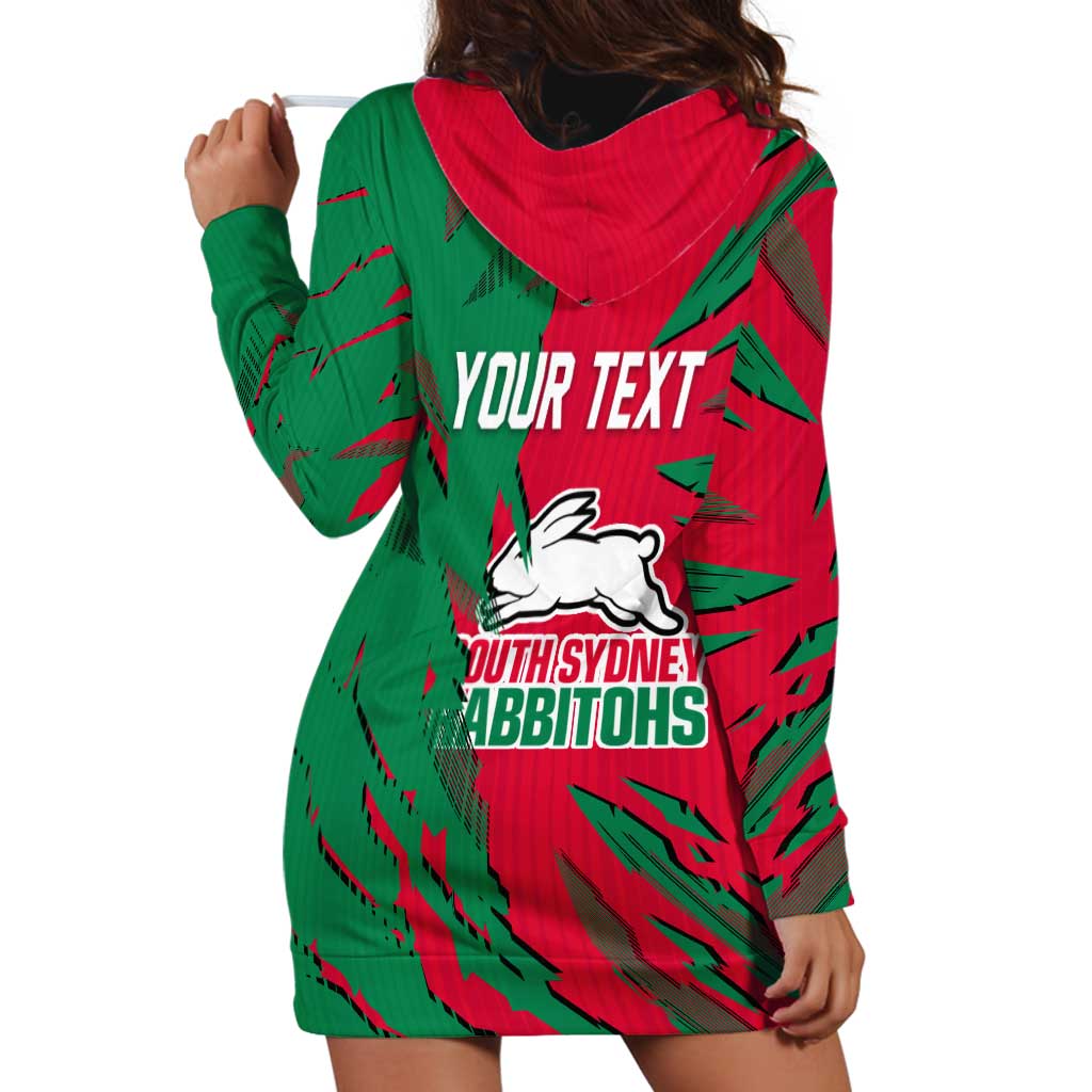 Personalized South Sydney Rabbitohs Hoodie Dress Dynamic Lightning Mascot Rugby Australia