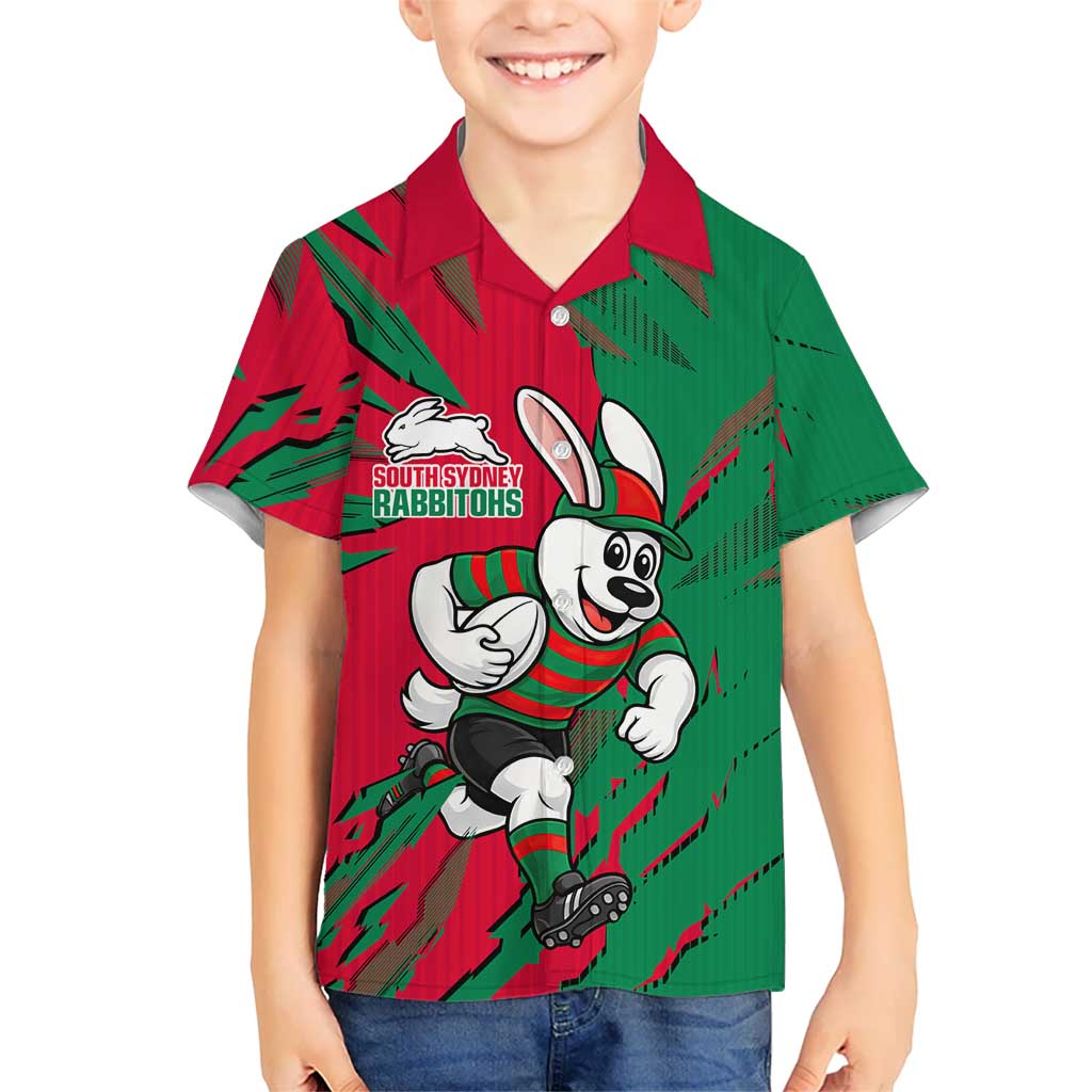 Personalized South Sydney Rabbitohs Kid Hawaiian Shirt Dynamic Lightning Mascot Rugby Australia