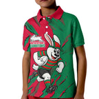Personalized South Sydney Rabbitohs Kid Polo Shirt Dynamic Lightning Mascot Rugby Australia