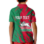 Personalized South Sydney Rabbitohs Kid Polo Shirt Dynamic Lightning Mascot Rugby Australia