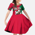 Personalized South Sydney Rabbitohs Kid Short Sleeve Dress Dynamic Lightning Mascot Rugby Australia