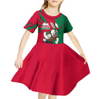 Personalized South Sydney Rabbitohs Kid Short Sleeve Dress Dynamic Lightning Mascot Rugby Australia