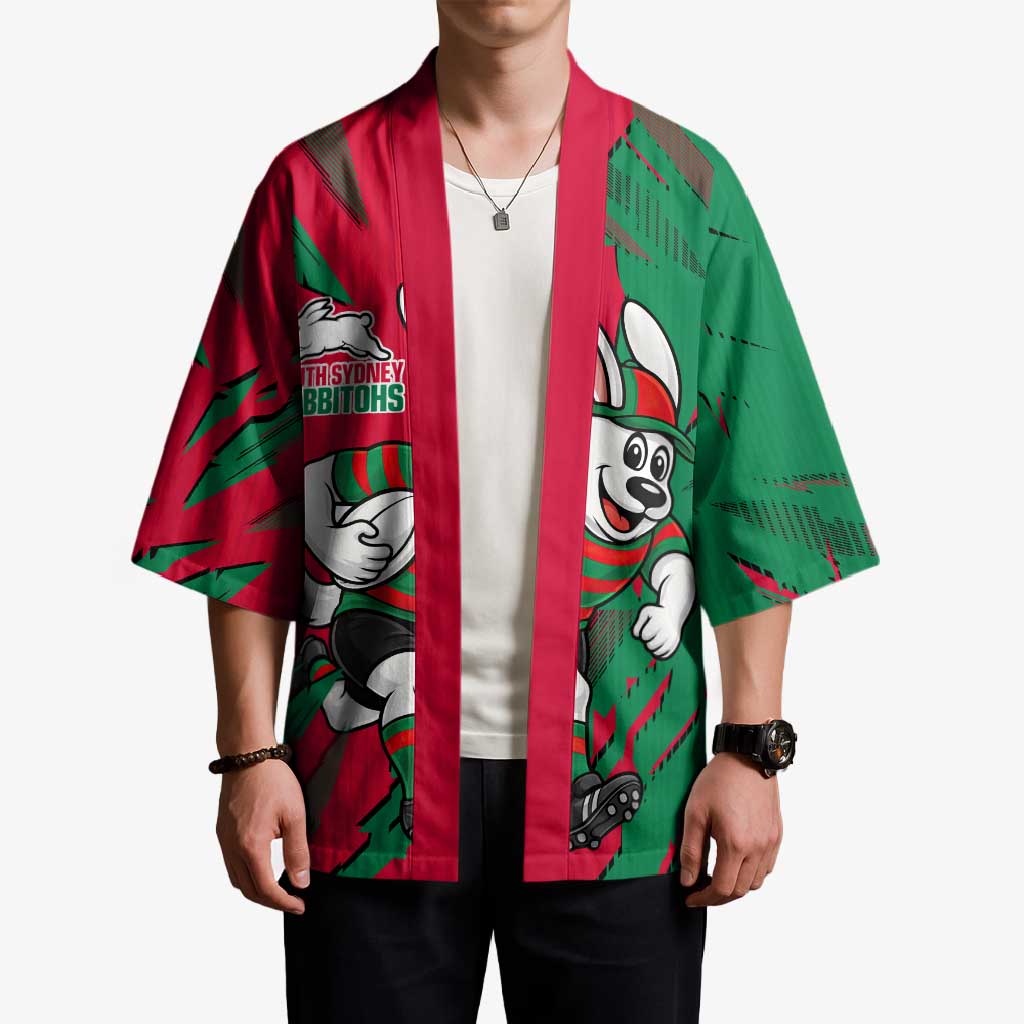 Personalized South Sydney Rabbitohs Kimono Dynamic Lightning Mascot Rugby Australia