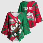 Personalized South Sydney Rabbitohs Kimono Sleeve Blouse Dynamic Lightning Mascot Rugby Australia