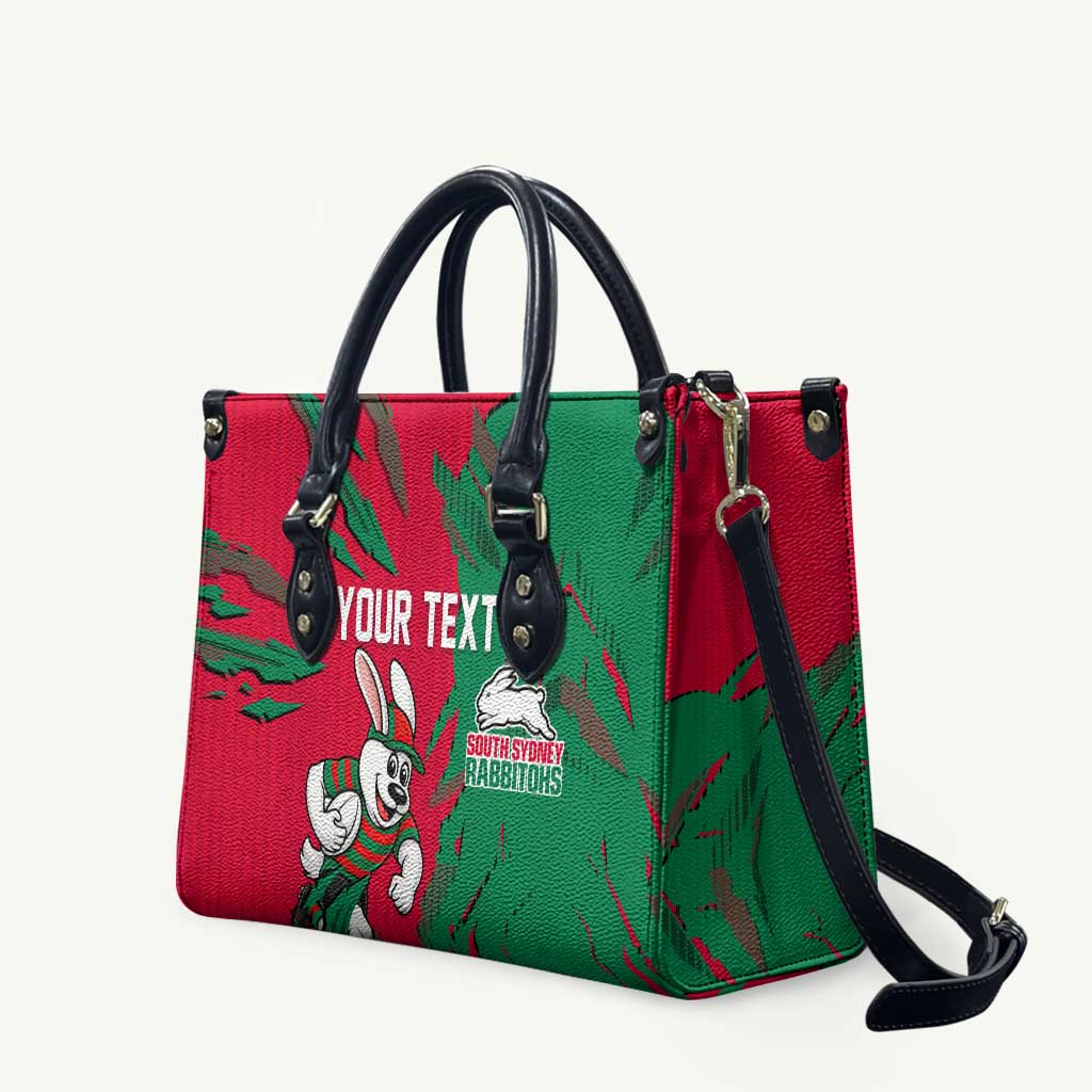 Personalized South Sydney Rabbitohs Leather Bag Dynamic Lightning Mascot Rugby Australia