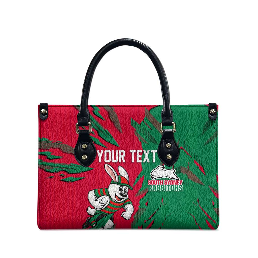 Personalized South Sydney Rabbitohs Leather Bag Dynamic Lightning Mascot Rugby Australia