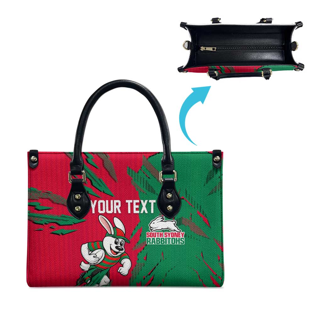 Personalized South Sydney Rabbitohs Leather Bag Dynamic Lightning Mascot Rugby Australia