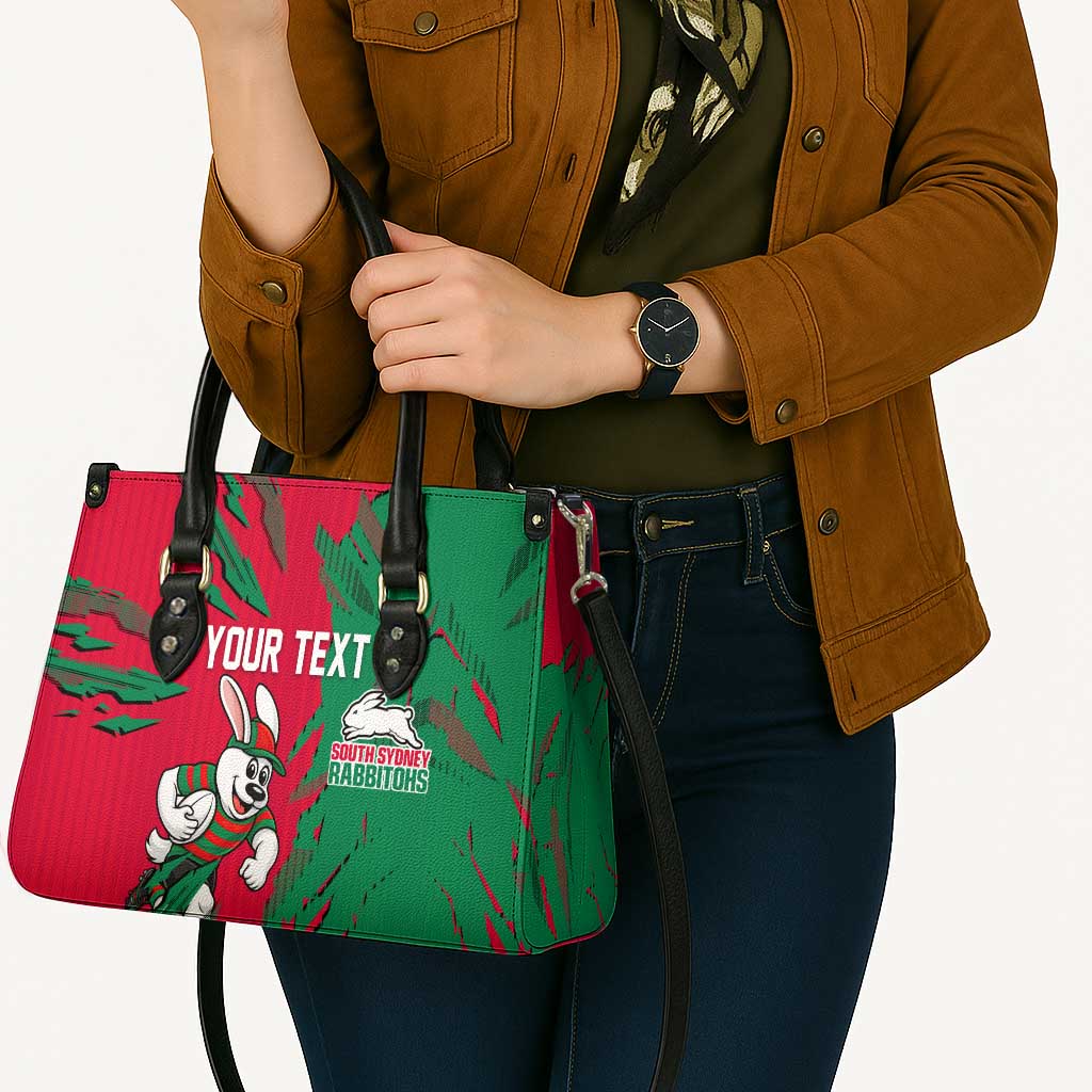 Personalized South Sydney Rabbitohs Leather Bag Dynamic Lightning Mascot Rugby Australia