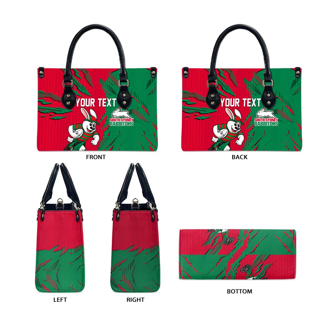 Personalized South Sydney Rabbitohs Leather Bag Dynamic Lightning Mascot Rugby Australia