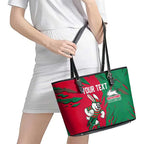 Personalized South Sydney Rabbitohs Leather Tote Bag Dynamic Lightning Mascot Rugby Australia