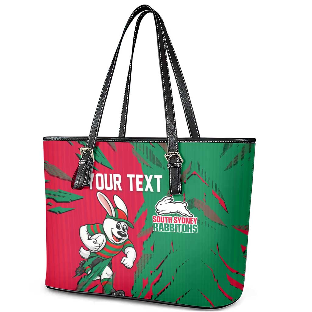 Personalized South Sydney Rabbitohs Leather Tote Bag Dynamic Lightning Mascot Rugby Australia