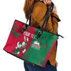 Personalized South Sydney Rabbitohs Leather Tote Bag Dynamic Lightning Mascot Rugby Australia