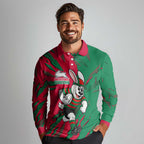 Personalized South Sydney Rabbitohs Long Sleeve Polo Shirt Dynamic Lightning Mascot Rugby Australia