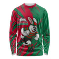 Personalized South Sydney Rabbitohs Long Sleeve Shirt Dynamic Lightning Mascot Rugby Australia