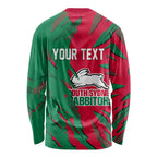 Personalized South Sydney Rabbitohs Long Sleeve Shirt Dynamic Lightning Mascot Rugby Australia