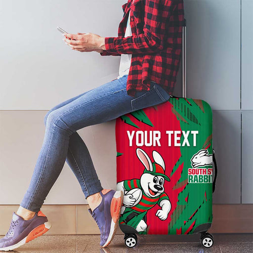 Personalized South Sydney Rabbitohs Luggage Cover Dynamic Lightning Mascot Rugby Australia